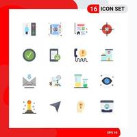 Modern Set of 16 Flat Colors Pictograph of security gdpr real tick checked Editable Pack of Creative Vector Design Elements