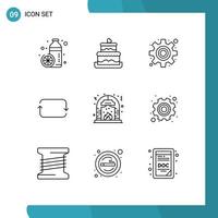 Set of 9 Modern UI Icons Symbols Signs for fire christmas cog sets front Editable Vector Design Elements