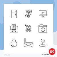 Stock Vector Icon Pack of 9 Line Signs and Symbols for bus office idea chair imac Editable Vector Design Elements