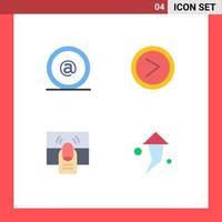 Universal Icon Symbols Group of 4 Modern Flat Icons of address finger mail right one Editable Vector Design Elements