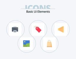 Basic Ui Elements Flat Icon Pack 5 Icon Design. speaker. ticket. printer. label. price vector