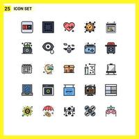 Modern Set of 25 Filled line Flat Colors and symbols such as photo seo gear browser cpc Editable Vector Design Elements