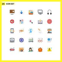 Pack of 25 Modern Flat Colors Signs and Symbols for Web Print Media such as headset pc consumer imac monitor Editable Vector Design Elements