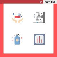 conjunto moderno de 4 iconos y símbolos planos, como medicina, loción para bebés, cuidado, loción de limpieza, elementos de diseño de vectores editables