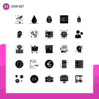 25 Universal Solid Glyphs Set for Web and Mobile Applications learning easter holiday ring toggle Editable Vector Design Elements