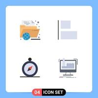 Flat Icon Pack of 4 Universal Symbols of e browse folder align navigation Editable Vector Design Elements