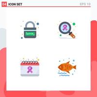 4 Thematic Vector Flat Icons and Editable Symbols of domain calendar link infection day Editable Vector Design Elements