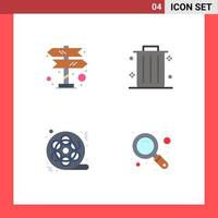 4 Universal Flat Icon Signs Symbols of directions cinema navigation office multimedia Editable Vector Design Elements