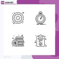 4 Line concept for Websites Mobile and Apps dessert coin sweets optimization dollar Editable Vector Design Elements