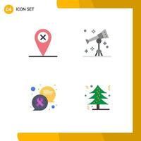 Pictogram Set of 4 Simple Flat Icons of map message astronomy telescope christmas Editable Vector Design Elements