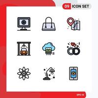 Modern Set of 9 Filledline Flat Colors and symbols such as engagement cloud map file photo Editable Vector Design Elements