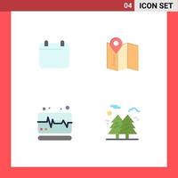 Group of 4 Flat Icons Signs and Symbols for calender pulse year service tree Editable Vector Design Elements