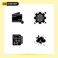 Modern Set of 4 Solid Glyphs Pictograph of add gym wallet web planning Editable Vector Design Elements