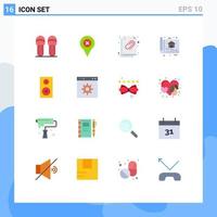 Pack of 16 creative Flat Colors of study construction attached document build blue print Editable Pack of Creative Vector Design Elements