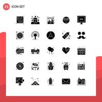 Modern Set of 25 Solid Glyphs and symbols such as display user home business cute emoji Editable Vector Design Elements