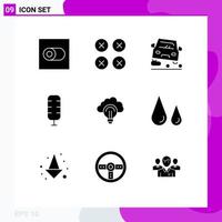 Set of 9 Modern UI Icons Symbols Signs for bulb idea overtaking sport commentator Editable Vector Design Elements