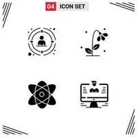 Universal Icon Symbols Group of 4 Modern Solid Glyphs of link spring people floral education Editable Vector Design Elements