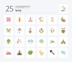 Spring 25 Flat Color icon pack including easter. spring. temperature. tree. beach vector