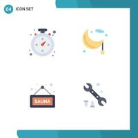 4 Creative Icons Modern Signs and Symbols of compass sauna moon night tag Editable Vector Design Elements