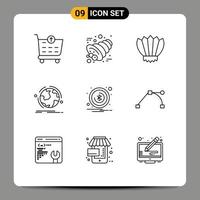 Modern Set of 9 Outlines and symbols such as alert connection fins discover globe Editable Vector Design Elements