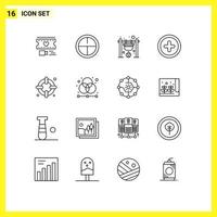 Set of 16 Modern UI Icons Symbols Signs for lifebuoy insurance campfire ui basic Editable Vector Design Elements