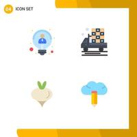 4 Flat Icon concept for Websites Mobile and Apps creative turnip thinking farming spring Editable Vector Design Elements