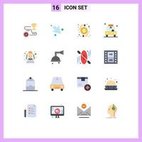 Modern Set of 16 Flat Colors Pictograph of harlequin pin card location car Editable Pack of Creative Vector Design Elements