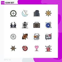 Universal Icon Symbols Group of 16 Modern Flat Color Filled Lines of cycling global weather economics american Editable Creative Vector Design Elements