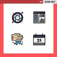 Universal Icon Symbols Group of 4 Modern Filledline Flat Colors of camera spa design web date Editable Vector Design Elements