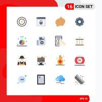 Mobile Interface Flat Color Set of 16 Pictograms of media engine potato universal job Editable Pack of Creative Vector Design Elements