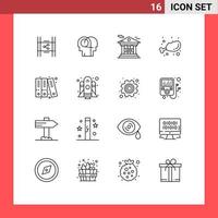 16 User Interface Outline Pack of modern Signs and Symbols of archive food human diet gdpr Editable Vector Design Elements