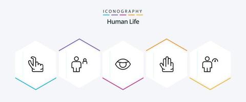 paquete de iconos humanos de 25 líneas, incluido humano. avatar. ojo. mano. dedos vector