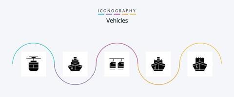 paquete de iconos de glifo 5 de vehículos que incluye vehículos. transporte. vehículos Embarcacion. vehículos vector