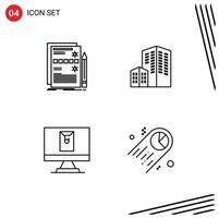 Stock Vector Icon Pack of 4 Line Signs and Symbols for component envelope hardware building chart Editable Vector Design Elements