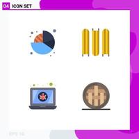 Flat Icon Pack of 4 Universal Symbols of business laptop pie files dinner Editable Vector Design Elements