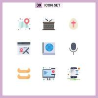 9 Creative Icons Modern Signs and Symbols of mic map easter map page Editable Vector Design Elements