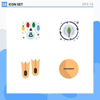 Universal Icon Symbols Group of 4 Modern Flat Icons of bulb flippers lights nature chart Editable Vector Design Elements