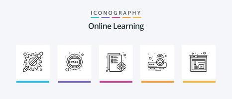 Online Learning Line 5 Icon Pack Including document. newsletter. notes. mail. literature. Creative Icons Design vector