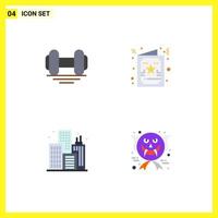 Editable Vector Line Pack of 4 Simple Flat Icons of dumbbell life lift greeting character Editable Vector Design Elements