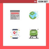 Group of 4 Modern Flat Icons Set for web maps earth day temperature board Editable Vector Design Elements