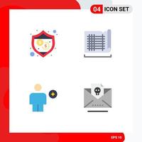 Group of 4 Flat Icons Signs and Symbols for protection booked construction map human Editable Vector Design Elements