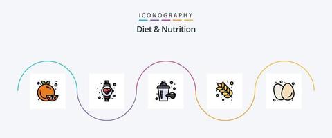 la línea de dieta y nutrición llenó el paquete de iconos planos 5 que incluye la dieta. huevos hervidos. aditivo. nutrición. alimento vector