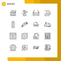 Group of 16 Modern Outlines Set for scale hold computer hand google Editable Vector Design Elements