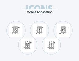 Mobile Application Line Icon Pack 5 Icon Design. information. agenda. phone recorder. audio recognition vector