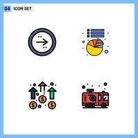 Set of 4 Modern UI Icons Symbols Signs for arrow business interface pie marketing Editable Vector Design Elements