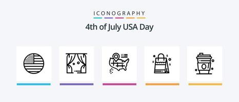 paquete de iconos de la línea 5 de estados unidos que incluye bandera. americano. correo. arma. pistola. diseño de iconos creativos vector