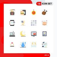 Set of 16 Modern UI Icons Symbols Signs for browser leg star food chicken leg Editable Pack of Creative Vector Design Elements