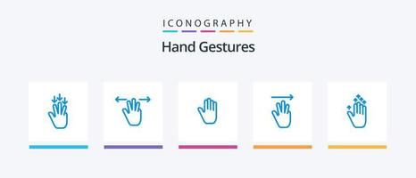 gestos con las manos paquete de iconos azul 5 que incluye gestos. hasta. lenguaje corporal. cursor de mano... diseño de iconos creativos vector