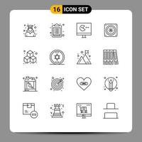 16 Universal Outlines Set for Web and Mobile Applications halloween cube game box cooling Editable Vector Design Elements