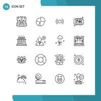 16 Creative Icons Modern Signs and Symbols of ecommerce camera pie ux signal Editable Vector Design Elements